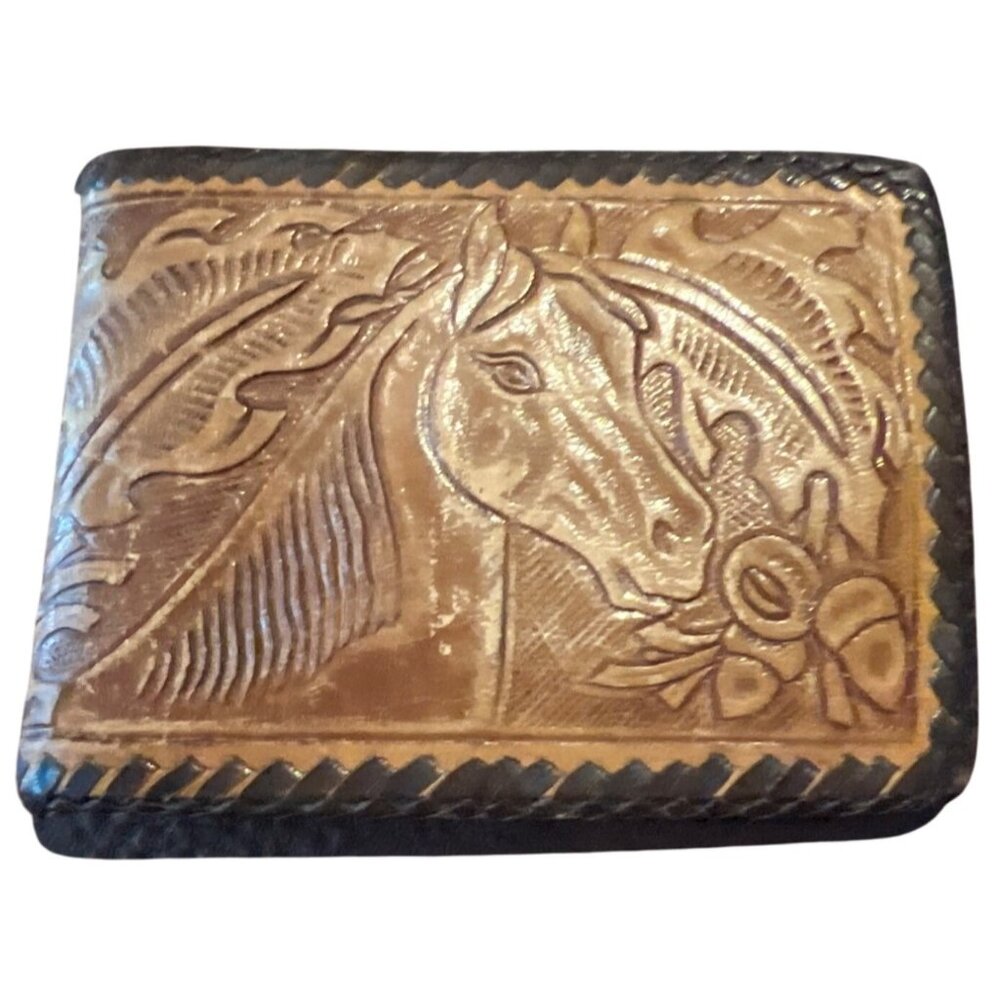 Vintage‎ Western Leather Wallet With Horse Design & Coin Pocket